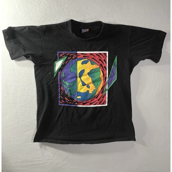 Weekends Other - VTG Weekends Beachwear 80's 90's Retro Earth  Shirt Black Vintage Fade FLAW